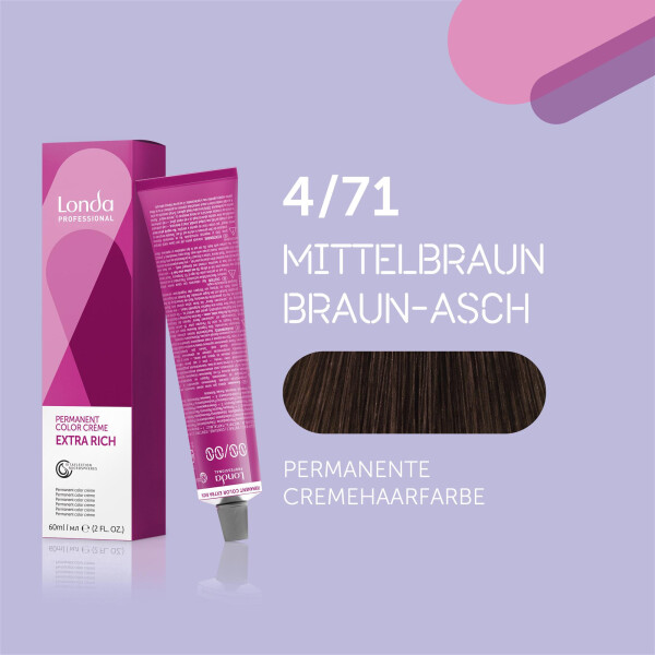 Londa Professional Extra Rich Cr&egrave;me Permanente Cremehaarfarbe 4/71 Mittelbraun braun-asch 60ml